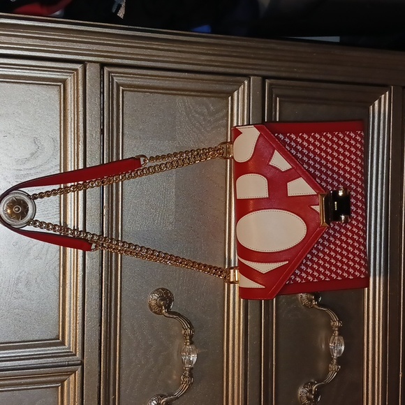 Micheal kors purse MK initial printed bag adjusted straps red white and gold - Picture 6 of 9